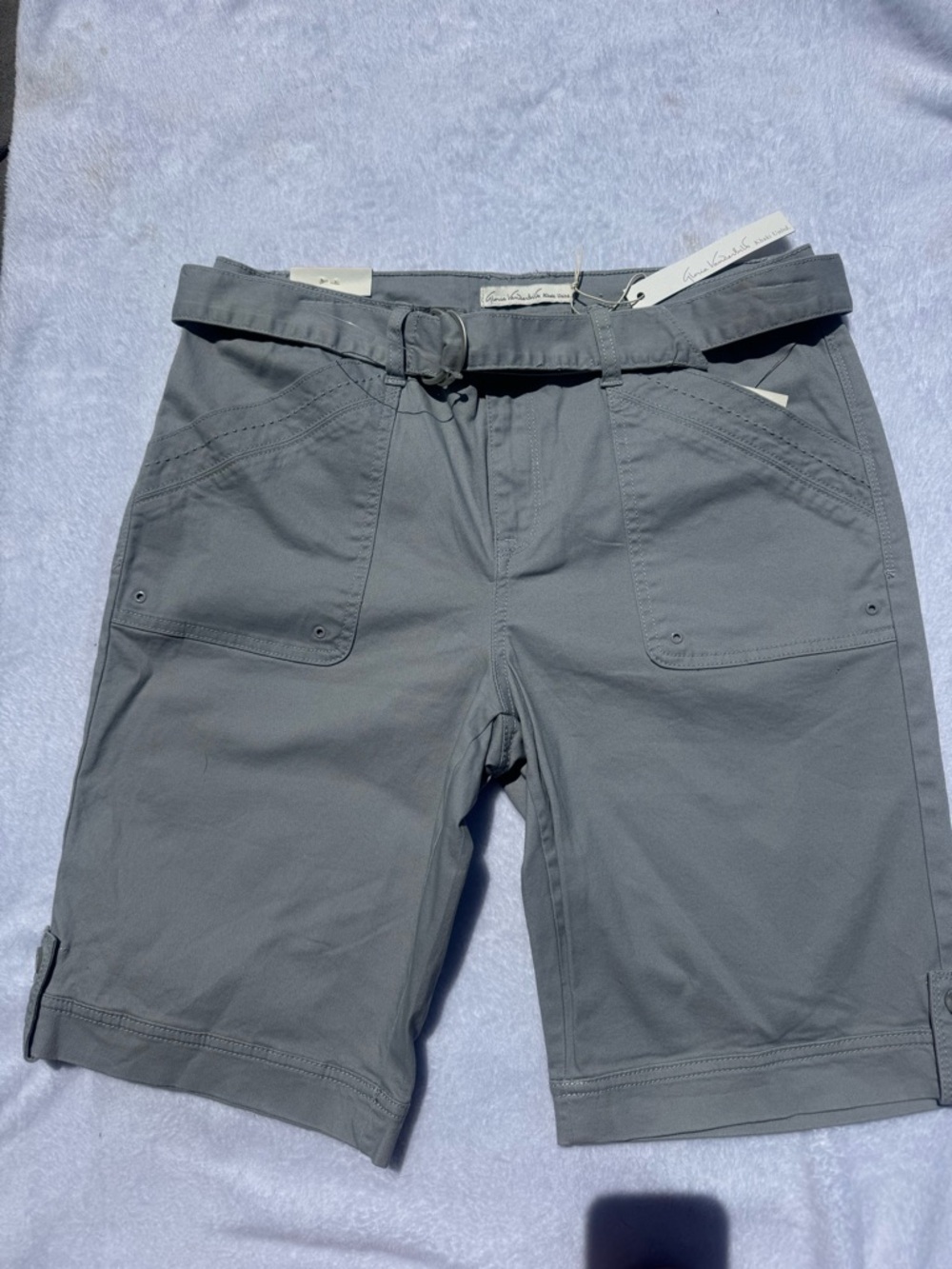 Gloria Vanderbilt Womens Gray Cargo Shorts with Belt
